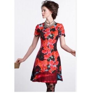 Tracy Reese floral silk Michelle, Obama Versailles fit flare dress size 10